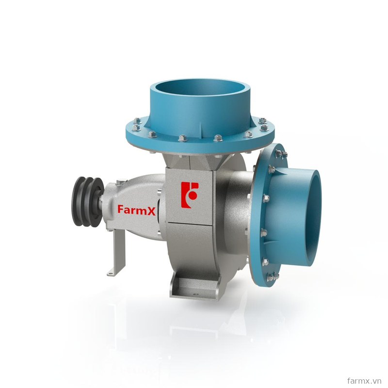 Đầu bơm nước FarmX C200 cỡ lớn nhất dòng C, thân inox 304, hai cổ ống sơn xanh và puly đôi 200 mm