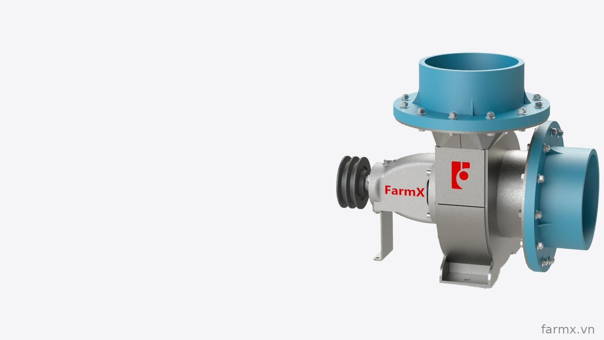 Đầu bơm nước FarmX C200 cỡ lớn nhất dòng C, thân inox 304, hai cổ ống sơn xanh và puly đôi 200 mm