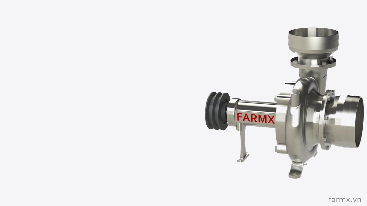 Đầu bơm nước FarmX F1 mẫu DC, thân inox 304 đúc nguyên khối, phễu hút và cổ xả inox trơn không mặt gam