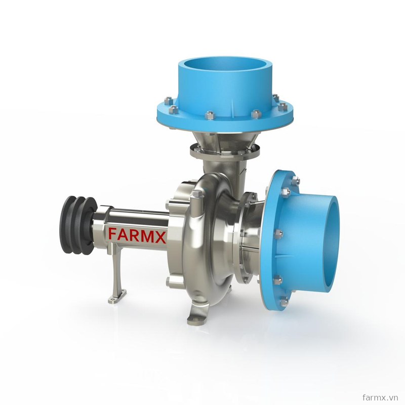 Đầu bơm nước FarmX F1 mẫu MG, thân inox 304 đúc nguyên khối, cổ hút và cổ xả bắt mặt gam sơn xanh