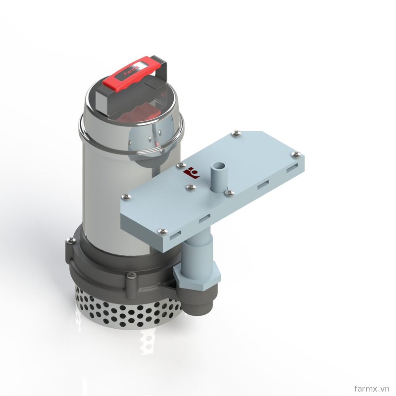 Máy sục khí FarmX Đa tia 4 tia nhìn chéo, bơm chìm inox có lồng chắn rác, tay xách đỏ và thanh chia bốn tia