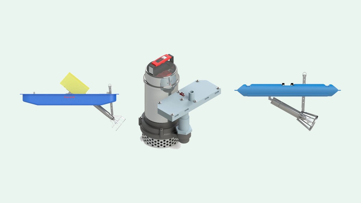 Ba kiểu máy sục khí FarmX: OxyJet đặt trên, máy đa tia ở giữa, OxyJet đặt dưới