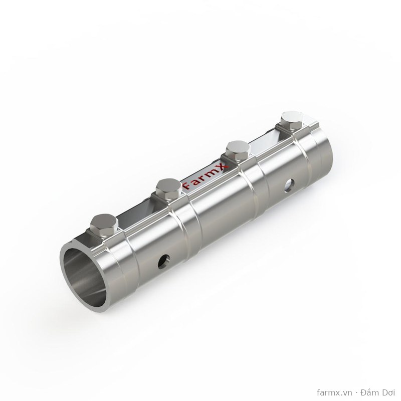 Nối thẳng FarmX bằng inox, ống lồng có bốn bulong siết hai đầu để nối hai đoạn trục thẳng hàng